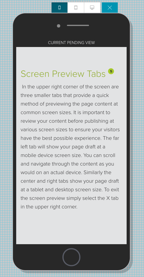 page-edit-mode-mobile-screen
